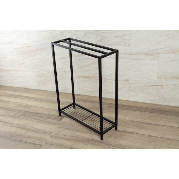 Freestanding Iron Towel Rack, Matte Black